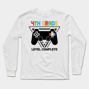 4th Grade Level Complete Graduation Gamer Boys Kids Long Sleeve T-Shirt